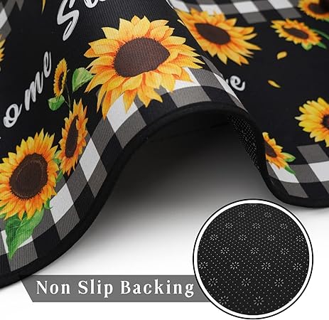 Buffalo Plaid, Non-Skid Washable, Fun Rug with Words, Set of 2
