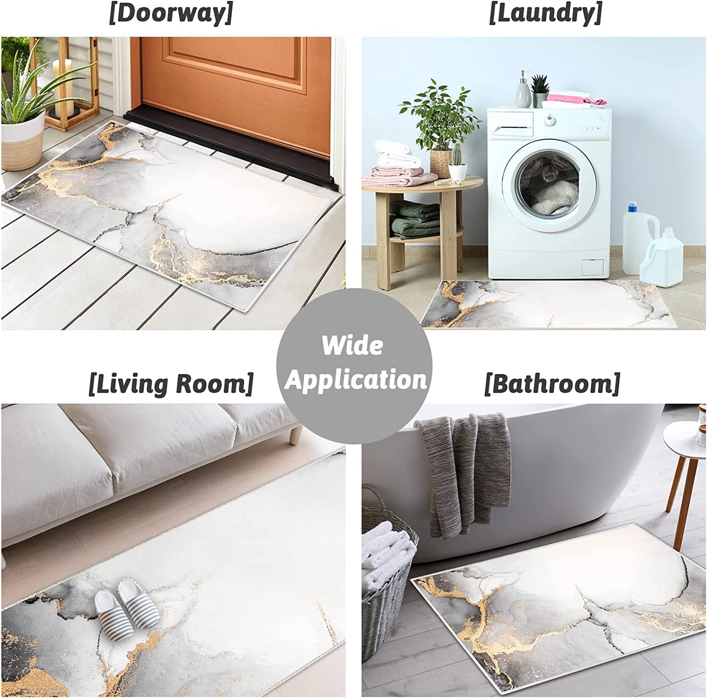 Marble Non-Slip Washable Kitchen Rug and Mat