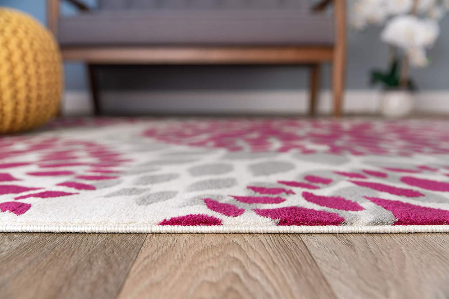 Floral Pink Gray Area Rugs