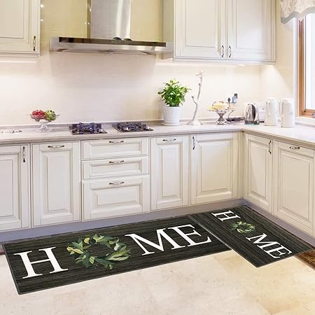Washable Non-Skid Kitchen Rugs Floor Mats for Home Farmhouse Office, Durable Hallway Laundry Runner Rug Sink Area Rug (18"x29"+18"x47")-Home Design