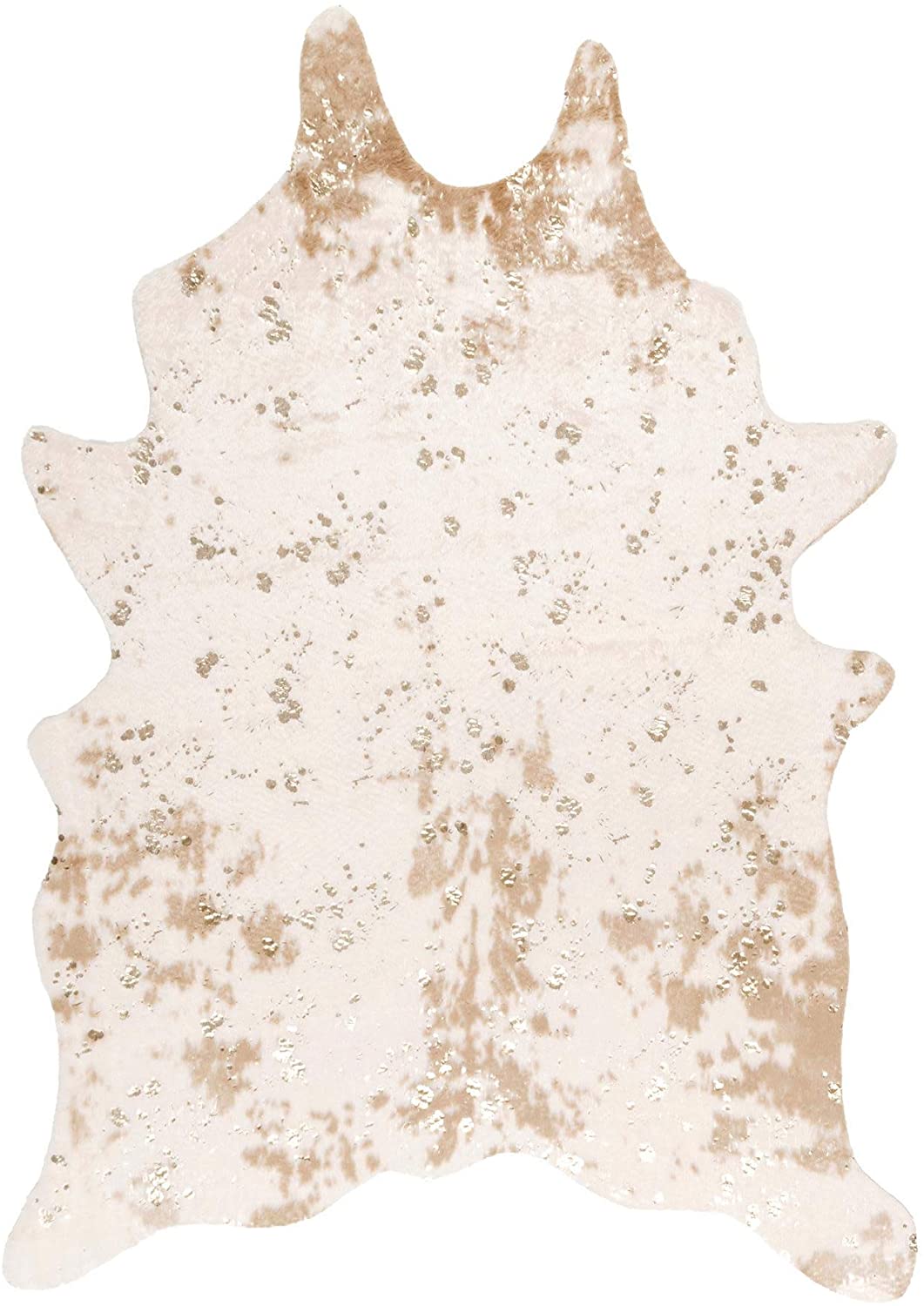 Faux Cowhide Shaped Rug Off-white