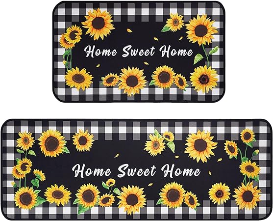 Buffalo Plaid, Non-Skid Washable, Fun Rug with Words, Set of 2