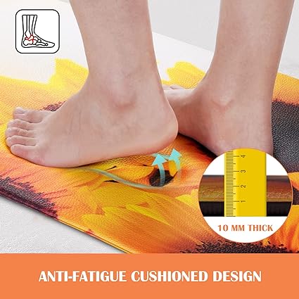 Modern Art Non Slip, Abstract Painting Cushioned Anti Fatigue, Waterproof Kitchen Mats, 18'' x 48'' + 18'' x 30''