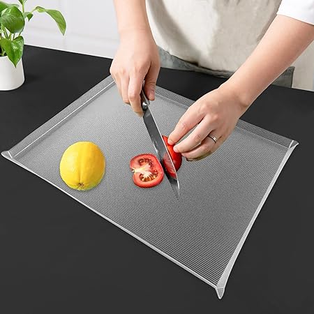 Flexible Plastic Cutting Boards for Kitchen Set of 3, WK Foldable Cutting Board Mats with Juice Grooves, Non Slip Cutting Boards for Meat, Dishwasher Safe, BPA Free, Black