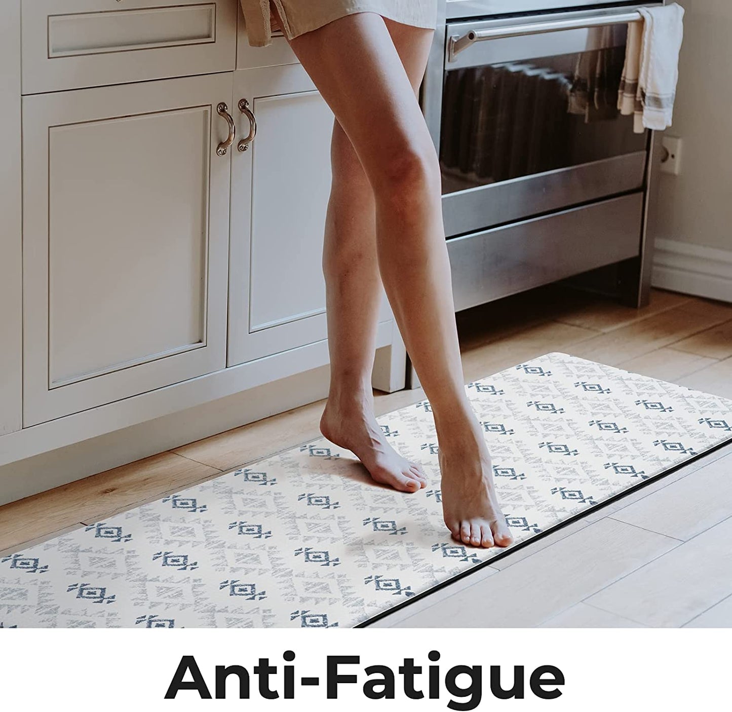 2 Piece Set, Anti Fatigue Waterproof & Non-Skid Boho Kitchen Rugs - 17x30+17x47