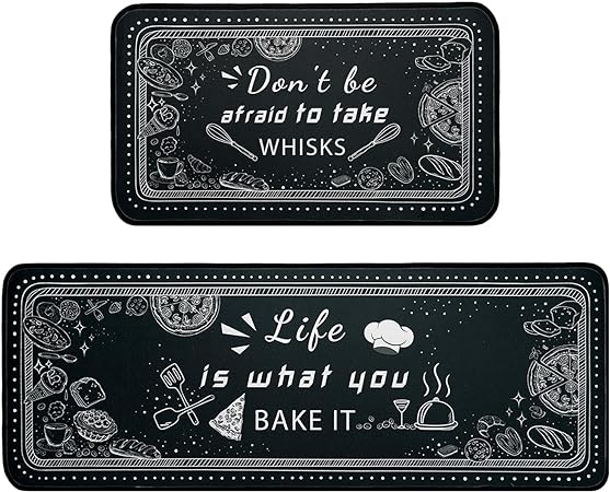 Buffalo Plaid, Non-Skid Washable, Fun Rug with Words, Set of 2