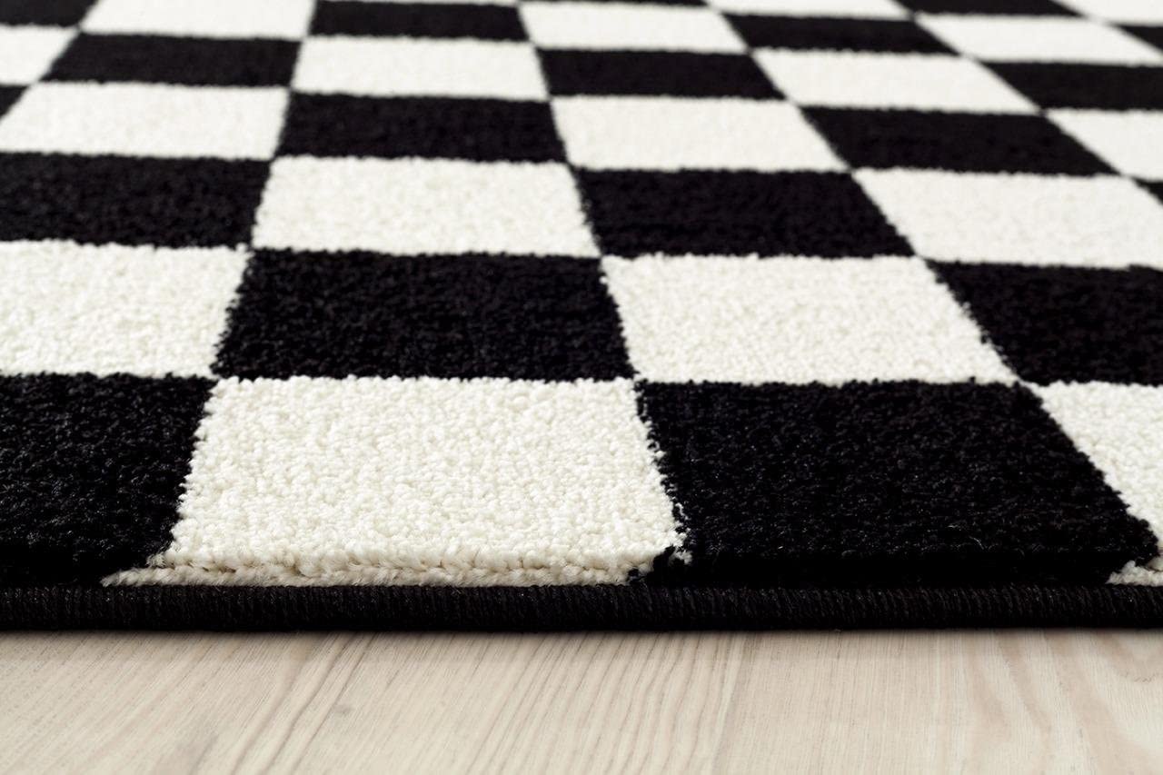 Checkered Black and White Area Rug