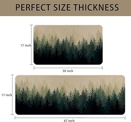 Funny Cactus Kitchen Rugs and Mats Set of 2, Non-Slip Washable Kitchen Sink Mats Holiday Kitchen Decor Doormat+Runner Rug