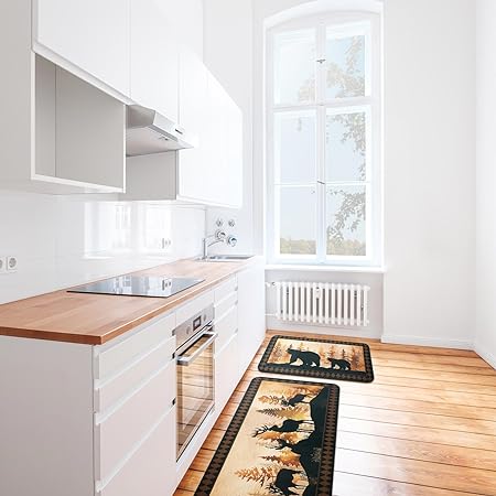 Non Slip Wildlife Cabin Rug Bear Deer, 19.7 x 31.5 and 19.7 x 47.2 Inch (Wildlife Style)