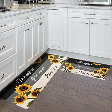 Buffalo Plaid, Non-Skid Washable, Fun Rug with Words, Set of 2