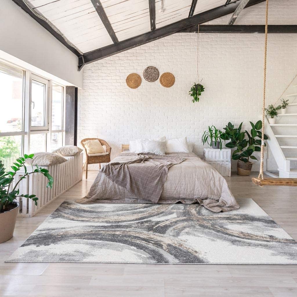 Lagos Collection Grey Abstract Soft Area Rug