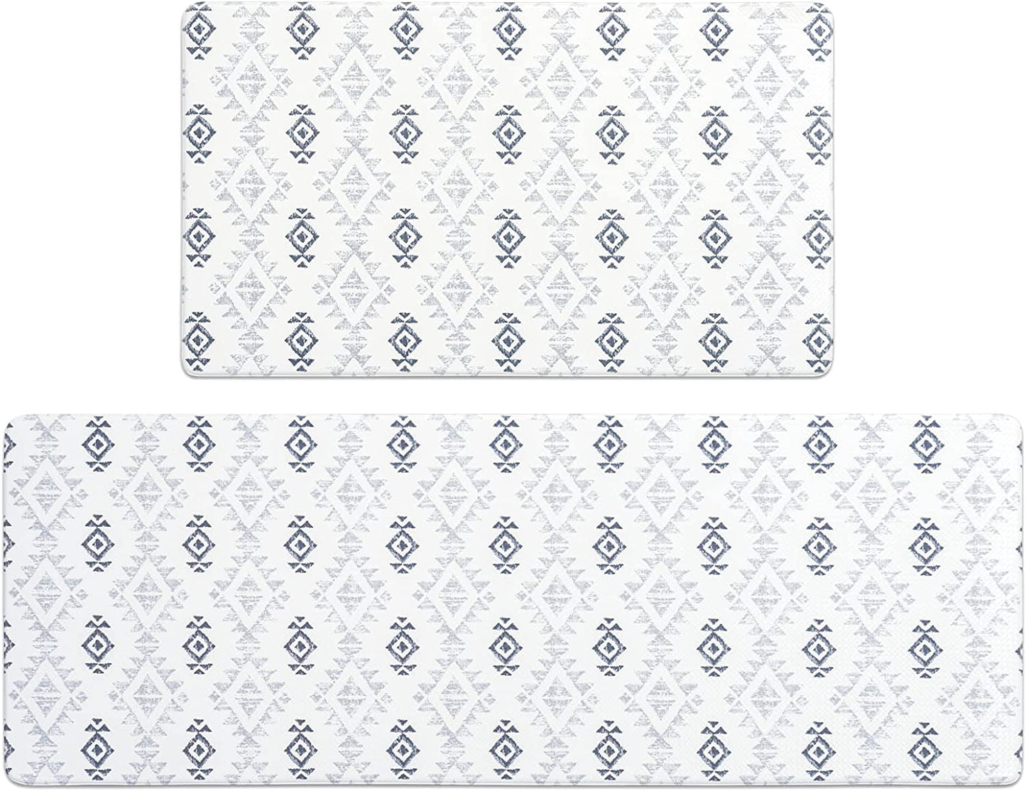 2 Piece Set, Anti Fatigue Waterproof & Non-Skid Boho Kitchen Rugs - 17x30+17x47