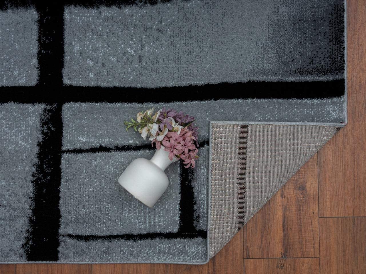 Lagos Collection Grey Art Deco Soft Area Rug