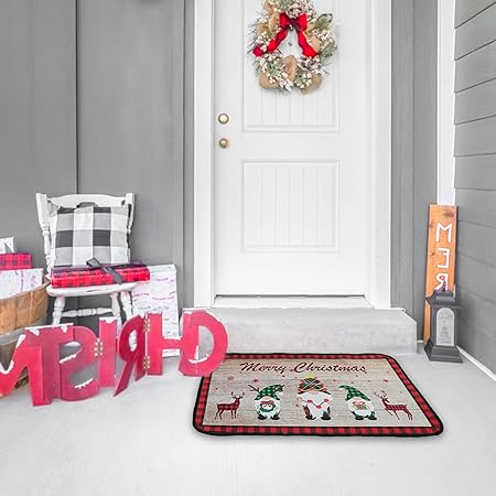 2 PCS Winter Low-Profile Christmas Kitchen Rugs and Mats - Approximately16x24 and 16x43Inch
