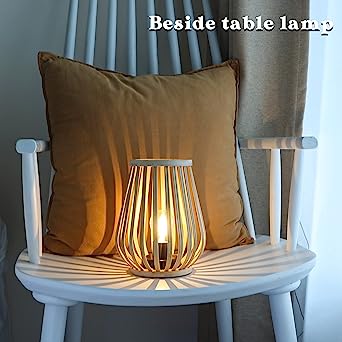 Boho Lamp Battery Operated, Table Lamp with LED Bulb - Grid