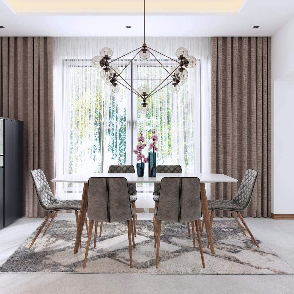 Lagos Collection Grey Art Deco Soft Area Rug