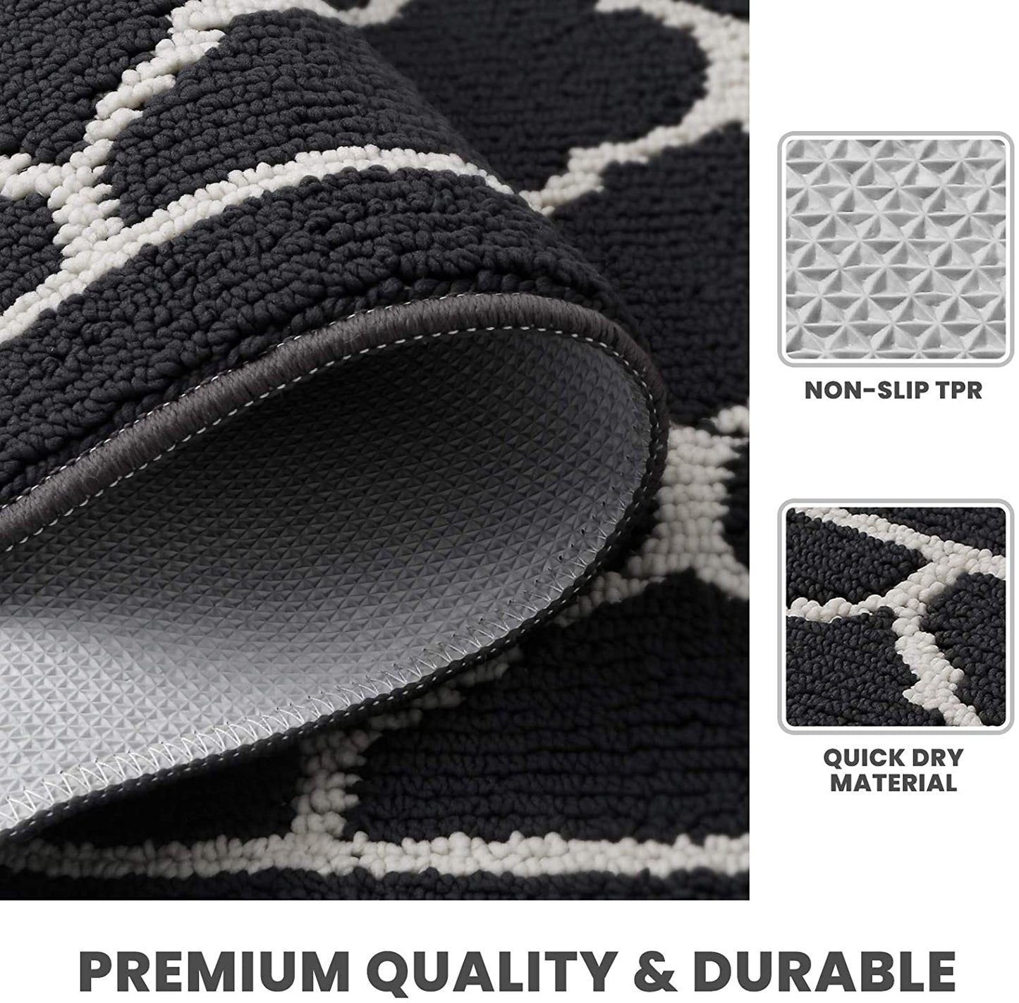 Trends Door Mat Indoor Outdoor Entryway Welcome Mat, Super Absorbent Non Slip Rubber Doormat Front Back Low Profile Door Rug, Resist Dirt Floor Mat for Inside Entryway,Patio(20"x32",Black)