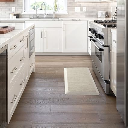 Mira Modern Heathered Anti-Fatigue Air-Infused Kitchen Mat, Beige, 19.6"x39"