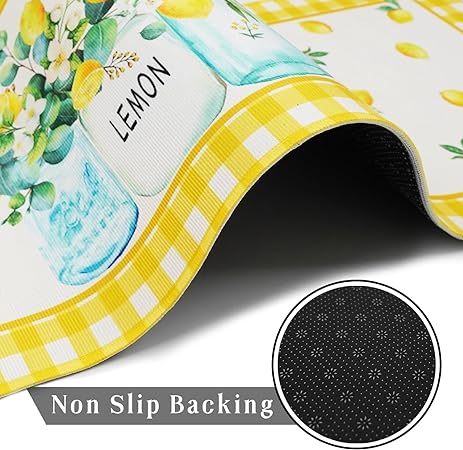 Buffalo Plaid, Non-Skid Washable, Fun Rug with Words, Set of 2