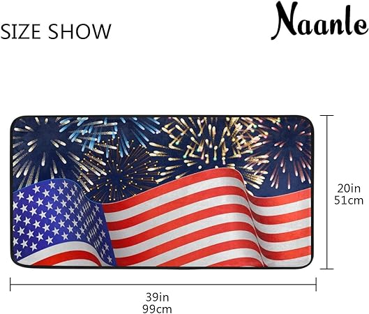 4th of July Anti Fatigue American Flag Non Slip Absorbent Floor Carpet Yoga Mat (3' in Diameter)