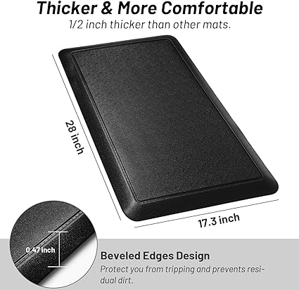 Anti Fatigue Cushioned Grey Non Slip Waterproof Memory Foam Ergonomic Comfort Rug, 17"X 28"