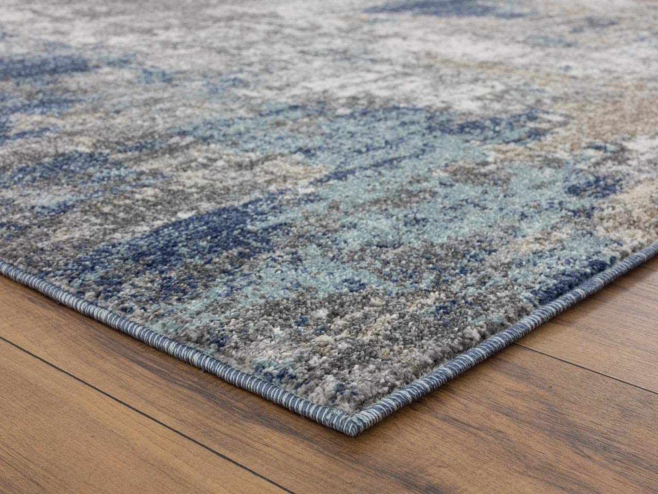 Euston Blue 5 x 7 Abstract Modern Soft Area Rug
