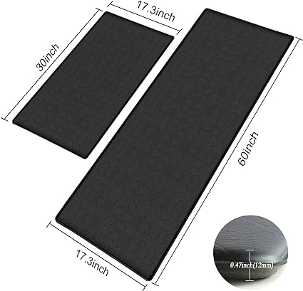 Non-Slip Waterproof Kitchen Mats, PVC Kitchen Rugs, Extra Thick Floor Mats for Sink,Office,Kitchen, Laundry, Set of 2, 17.3"x 30"+17.3"x 60"