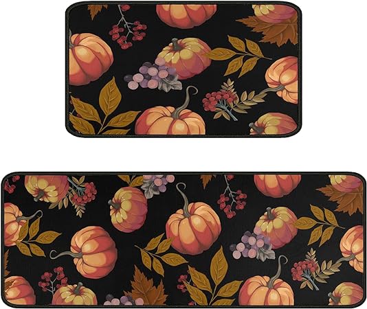 Sets of 2,Abstract Waterproof Art Kitchen Decoration Non-Slip Absorbent Mats, 17x30+17x48inch