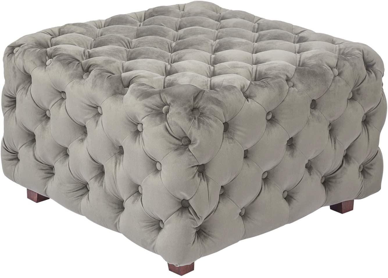 Velvet Ottoman Bench Cube Foot Rest Stool Square Coffee Table, 28.9" W