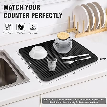 Multi-Purpose, Heat Resistant Silicone Dish Mats, 16x12 Inch, 2 Pack