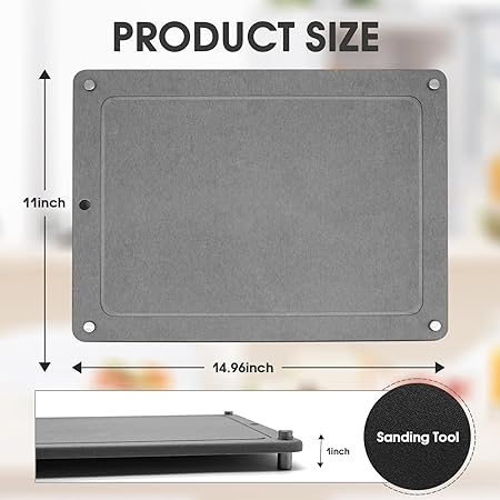 Fast Drying Stone Dish Drying Mats for Kitchen Counter, Diatomaceous Earth Water Absorbing Dish Drying Mats for Bottles Cups, Non-Slip Sink Caddy Tray with Stainless Steel for Kitchen Bathroom (Grey)