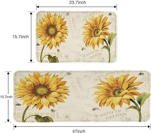 Anti Fatigue Seamless Baseball 2 Piece Non Slip Waterproof Rugs and Mats 15.7 Inch x 23.7 Inch+ 15.7 Inch x 47 Inch