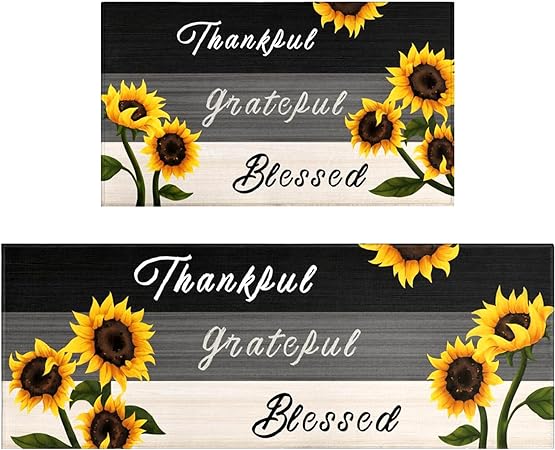 Buffalo Plaid, Non-Skid Washable, Fun Rug with Words, Set of 2