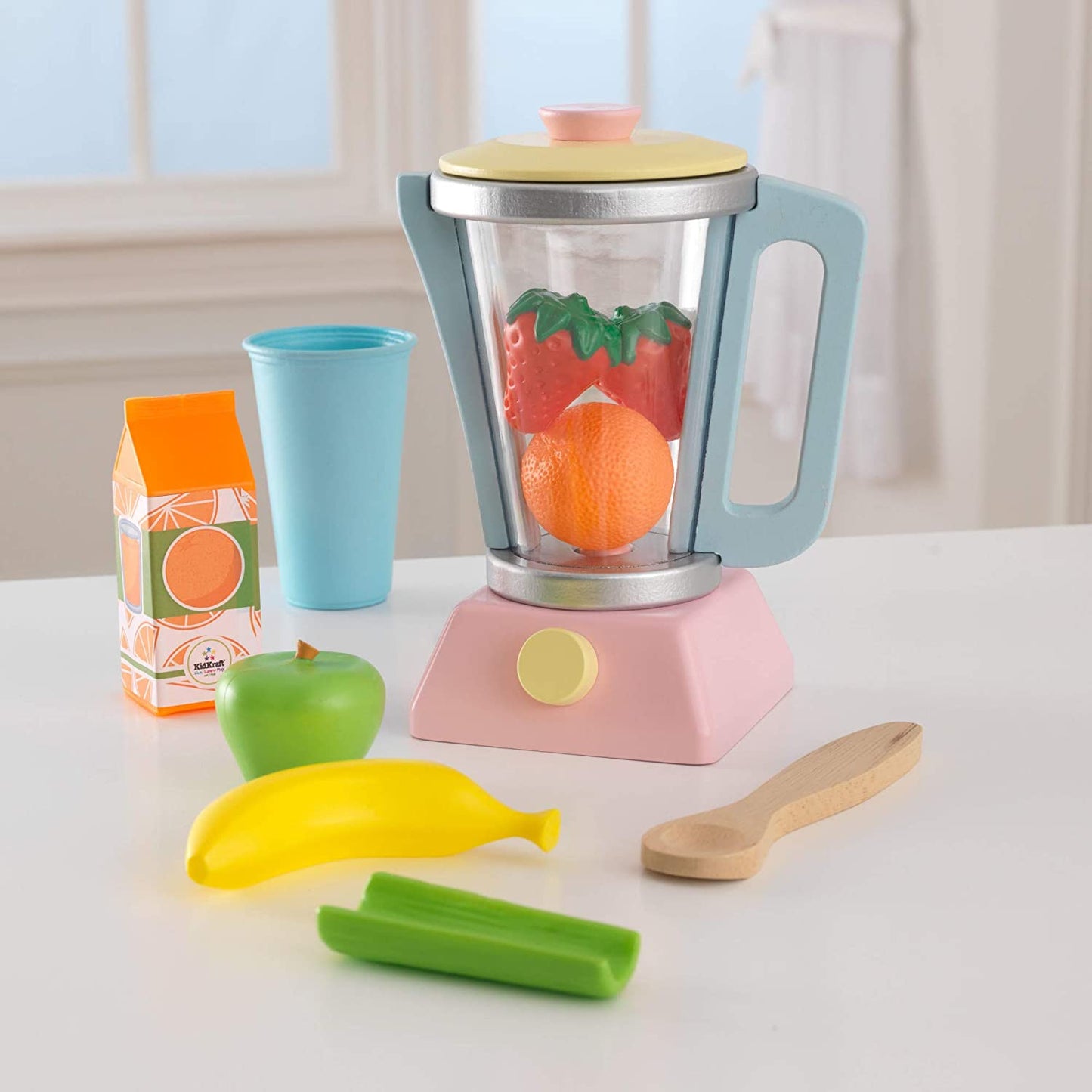 Wooden Smoothie Set, 9Piece, Pastel Colors, Children's Pretend Food Toy