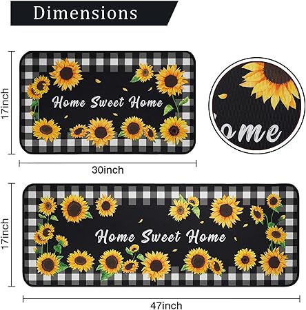 Buffalo Plaid, Non-Skid Washable, Fun Rug with Words, Set of 2