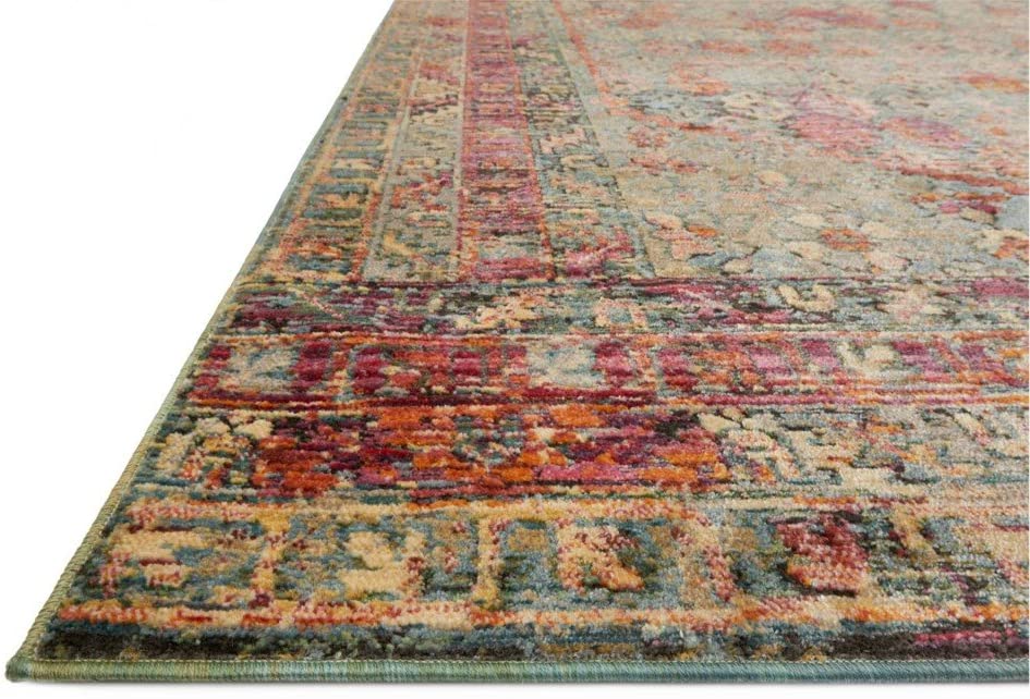 Javari Collection Distressed Modern Soft Area Rug Slate / Berry