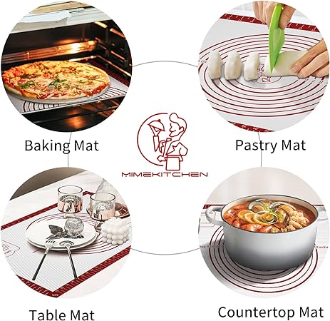 Silicone Pastry Mat for Baking, Pastry Dough Rolling Kneading Mat