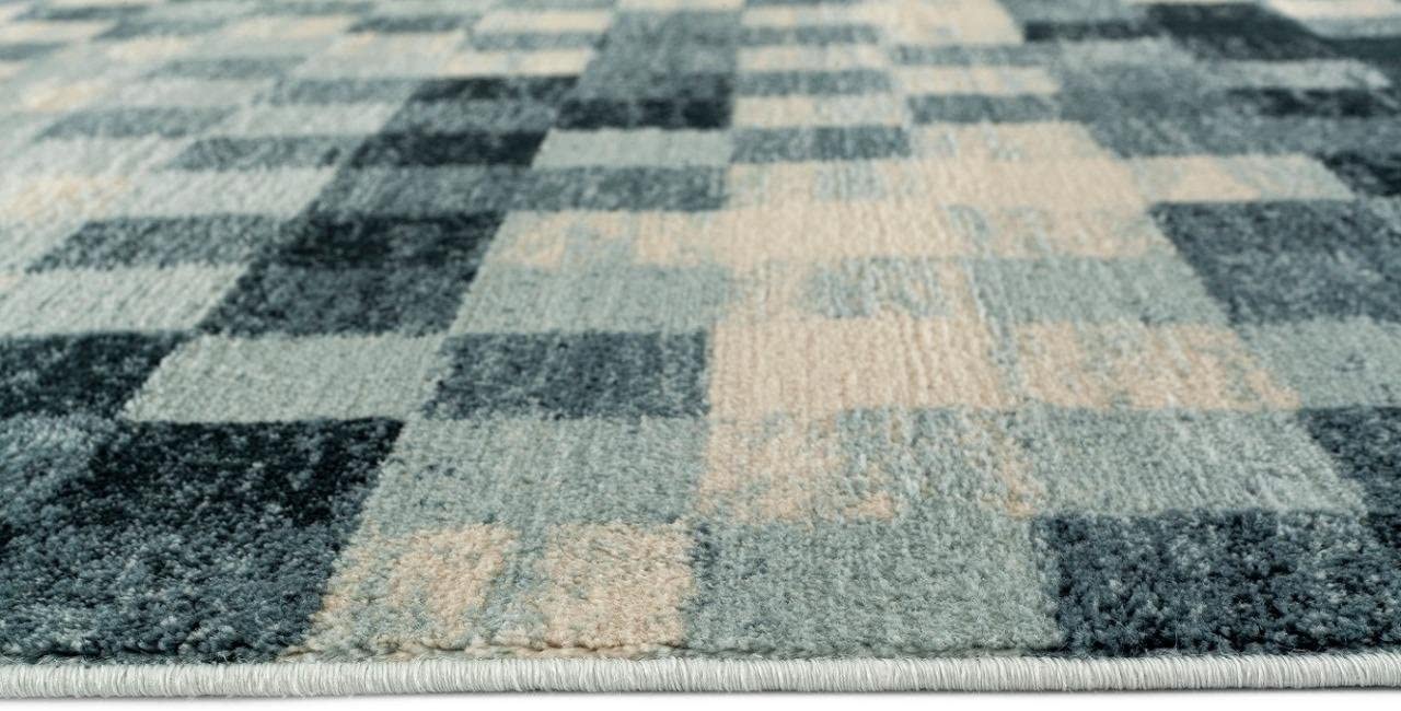 Light Blue Checkered Area Rug