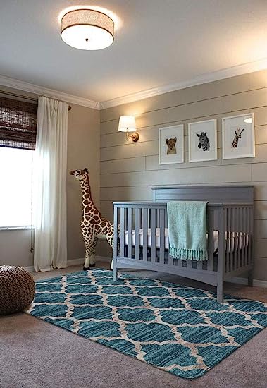 Moroccan Distressed Non-Slip Washable Throw Area Rug - (2’X 3’, Blue)