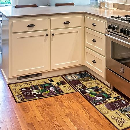 Buffalo Plaid, Non-Skid Washable, Fun Rug with Words, Set of 2