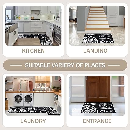 Sets of 2,Washable Non Slip Super Absorbent Kitchen Rugs and Mats, 17x48 Inch+17X24 Inch