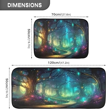Fairy ForesT Cushioned Anti Fatigue Non Slip Waterproof Kitchen Mats, 19.7"×27.6"+19.7"×47.2"