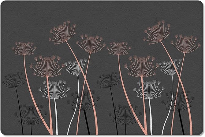 Floral Antifatigue Cushioned Washable Waterproof Comfort Standing Doormat, Seasonal Blooms Botany Pink White Grey24 x36