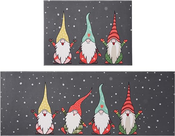 Non Skid Washable Black Santa Claus Christmas Rugs and Mats