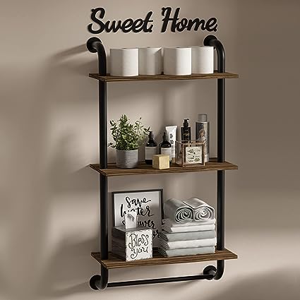 17.3 inch Rustic Farmhouse Pipe Shelves,
