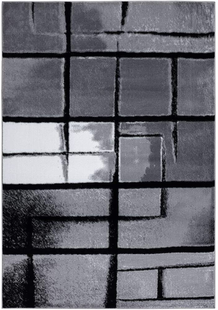 Lagos Collection Grey Art Deco Soft Area Rug