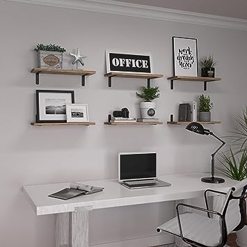 Set of 6 Wood Floating Wall Mounted
