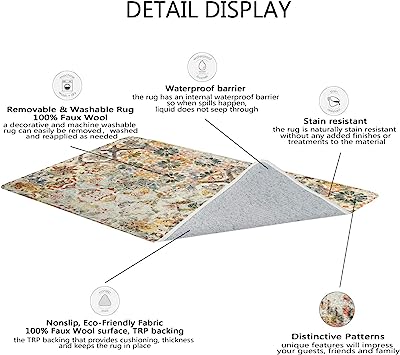 Floral Medallion Collection Round Non-Slip Distressed Vintage Area Rug