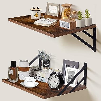 2 Pc Deep Floating Shelves ; 15.7” Long x 11.8” Deep Wall Mounted Hanging Shelves