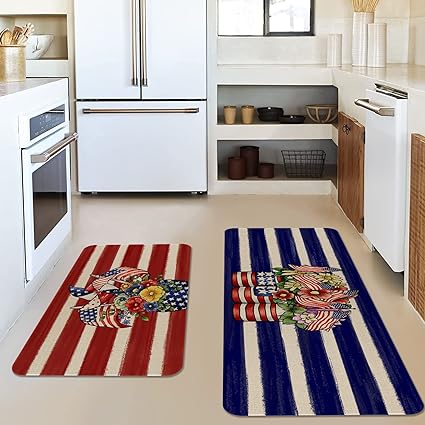 Funny Cactus Kitchen Rugs and Mats Set of 2, Non-Slip Washable Kitchen Sink Mats Holiday Kitchen Decor Doormat+Runner Rug
